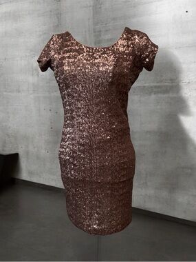 Chocolate/Bronze BACKSTAGE Sequin Dress XS (with give fits size 2/4 easily)